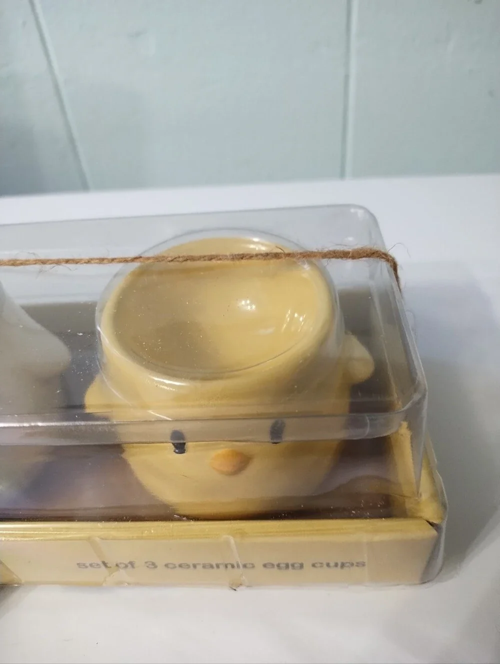 New Magenta Woolly Heads Ceramic Chick Egg Cups - Yellow & White Set of 3
